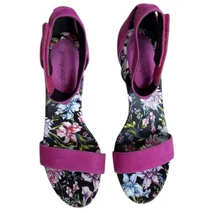 EUC Jeffrey Campbell Leather Purdy Heeled Sandals Magenta Floral Size 8 thumbnail 2