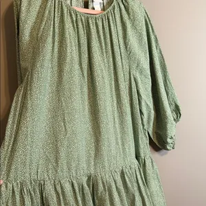 H&M Green Floral 3/4 length Raglan Balloon Sleeve M Cottagecore Prairie Feminine thumbnail 4