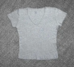 Light Gray Cotton V-Neck T-Shirt thumbnail 1