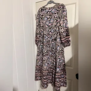 Billabong Long Balloon Sleeve‎ Maxi Dress Fairy Bohemian Floral Peasant Milkmaid thumbnail 4