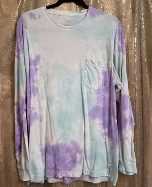 PINK Victorias Secret Purple Blue Tie Dye Campus Long Sleeve T Shirt Large thumbnail 1