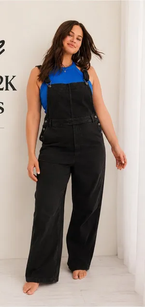 Aerie Baggy Y2K Overalls Smoked Gray Black Denim Size S thumbnail 1