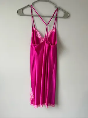 Victoria’s Secret Hot Pink Lace Trim Slip Dress Laungerie Floral Intimates S thumbnail 6