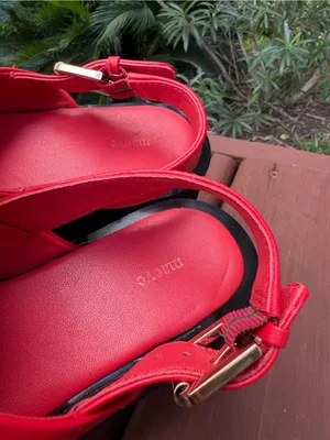 Maeve Anthropologie Red Leather Cross Strap Platform Sandals Size 6.5 $140 thumbnail 6