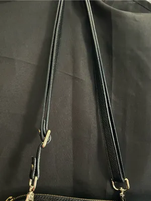 Halston Leather Black Crossbody Bag with Snake-Print Trim thumbnail 8