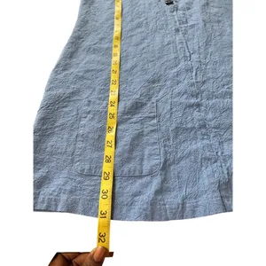 Casual Loose A Line Sleeveless Blue Button Detail Tunic Dress With Pockets Sz M thumbnail 7