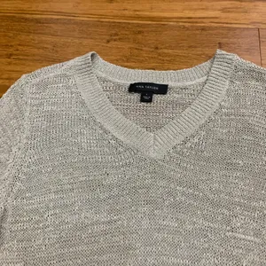 Ann Taylor V Neck Long Sleeve Knit Sweater‎ Gray Womens Size Large Textured Knit thumbnail 2