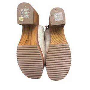 Bed Stu Women Metallic Leather Laser Cut Wood Block Heel Sandals Size‎ 8.0 NWT thumbnail 4