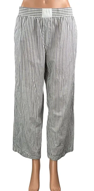 Lioness Womens White Blue Striped High Rise Baggy Wide Leg Trousers Pants Size M thumbnail 1