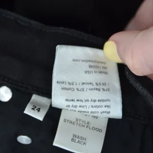 Reformation Stretch Flood Jeans Wash Black Womens 24 Wide Leg Raw Hem High Waist thumbnail 9