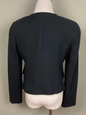 Regencycore Military Blazer Black Asymmetrical Zip Costume Jacket Sz 6 Talbots thumbnail 5