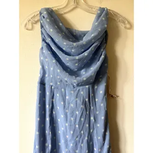 Oh Polly Nivara One-Shoulder Maxi Dress in Blue Polka Dot Size 2 thumbnail 7