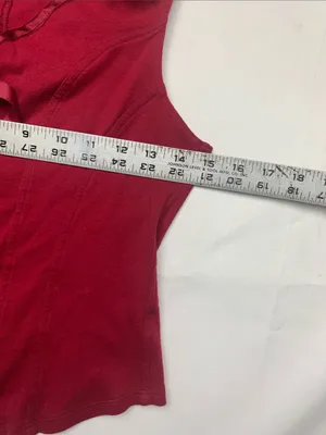 Moda International size large Women's Red Satin-Trim Sleeveless Top corset y2k thumbnail 5