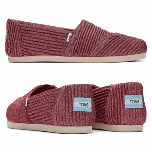 NEW TOMS Alpargata Dark Rose Textured Glitter Cord Slip On Loafer Shoes Pink 5.5 thumbnail 1