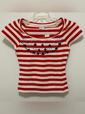 Anthropologie Maeve Embroidered Flowers Scoop Neck Tee XS NWT‎ thumbnail 5