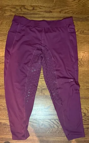 FitsT4 Sports Women's Riding Tights, Plum, XXL, Full Grip Leggings thumbnail 1