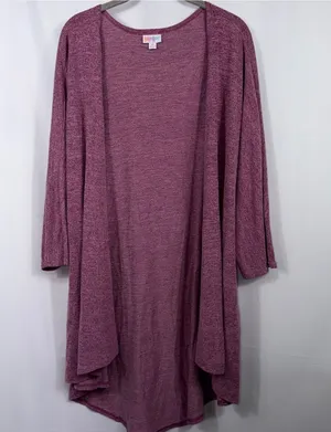 LuLaRoe Monroe M Burgundy Open Front Cardigan thumbnail 1