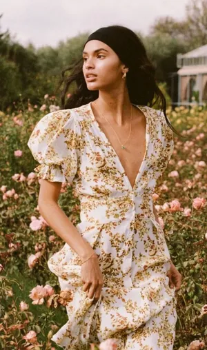 Faithfull The Brand Rafa Midi Dress Goldie Floral Size 2 thumbnail 1
