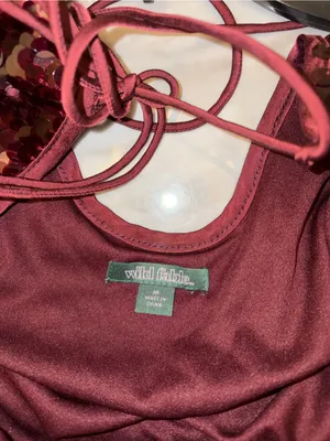 Wild Fable Medium Womens Dress NWT Burgundy Sequin Open Back Lace Up Mini thumbnail 5