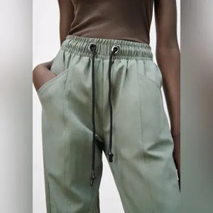 Zara‎ Green Pull On Elastic Drawstring Waist Jogger Style Trousers thumbnail 2