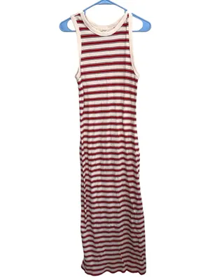Universal Threads Ribbed Knit Maxi Bodycon Dress Striped Red Cream Size Large thumbnail 2