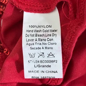 NWT Banjul Diva Boutique Sequin Mesh Mini Dress Red Glam Holiday Party Size L thumbnail 6