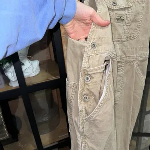 Vintage 2000 Old Navy Overalls corduroy khaki beige long adjustable y2k utility thumbnail 6