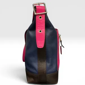 Coach Legacy Leather Duffle Crossbody Bag 19845 Navy‎ Pink Colorblock Rare Strap thumbnail 4