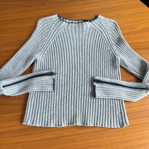 90s Vintage DKNY Jeans Sweater L Gray Ribbed Zipper Cuff Grunge Y2K Gorpcore Ski thumbnail 9