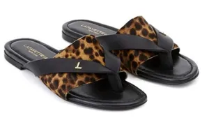 Lafayette 148 iris leopard print leather sandals‎ black brown size 36 thumbnail 1