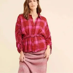 Free People pacific dawn red plaid button down shirt s thumbnail 3