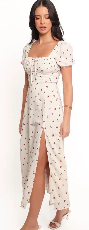 Petal & Pup Dress with Cherry Print and Puff Sleeves thumbnail 1
