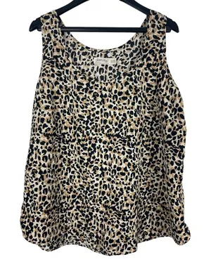 Faded Glory Sleeveless Semi Sheer Animal Cheetah Print Top XL thumbnail 1