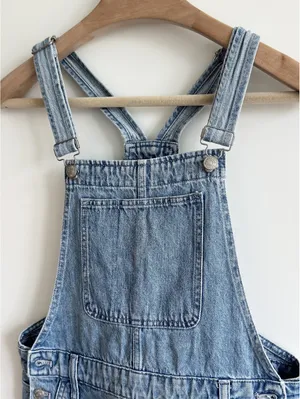 Madewell Adirondack Short Denim Overalls Benham Wash Size Small thumbnail 5