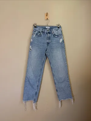 nuuds‎ Distressed Button Fly Raw Frayed Hem Straight Cotton Jeans Size 27 thumbnail 3