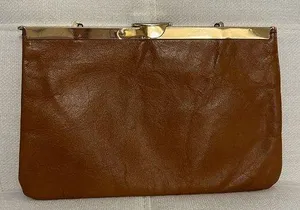 Vintage brown clutch is a beautiful clutch with minor signs of use. thumbnail 1