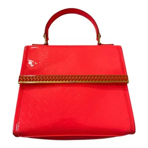 Ted Baker London Neon Pink Patent Embossed T Logo Top Handle Bag Gold Hardware thumbnail 1