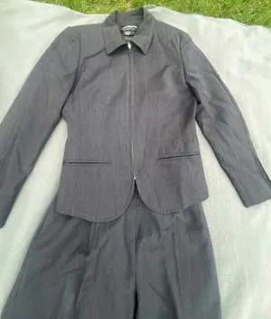 Liz Claiborne Collection Vintage 100% Wool Charcoal Grey Pant Suit Zip Jacket Si thumbnail 4