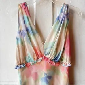 Taylor Maxi Dress Womens 12 Empire Waist Watercolor Tie Dye Lined Wedding thumbnail 3
