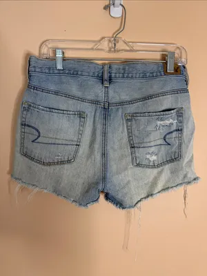 American Eagle Outfitters light blue distressed cutoff denim shorts thumbnail 6