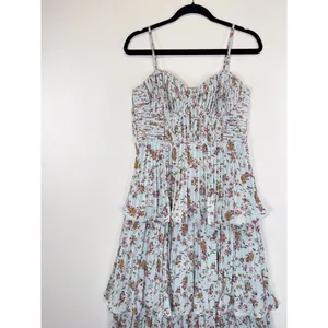 NWT Lulus Dress Blue Midi Floral Bustier Layered Underwired Slip Boho Medium thumbnail 5