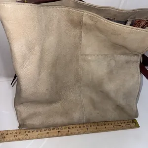 HOBO International Leather Western Beige & Brown Slouchy Tote Bag Purse Handbag thumbnail 2