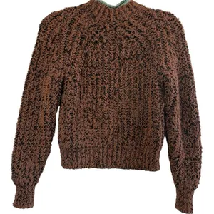 Aritzia Wilfred Confetti Brown / Black Cozy Roll Neck Chunky Sweater Boho‎ Small thumbnail 2