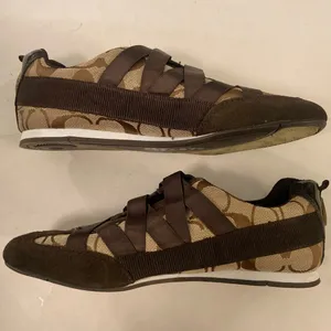 Coach Harmonie Signature Monogram Logo Sneakers Shoes Y2K Brown Tan Straps 6.5 thumbnail 4