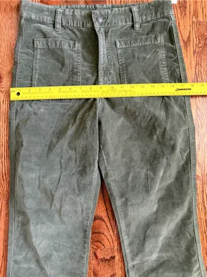 FREE PEOPLE High Time Velvet Kick Flare Pants Chive Green Size 12 NWT thumbnail 11