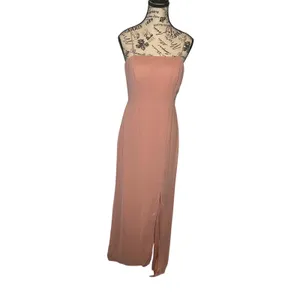 Thread Tie-Back Cutout Trumpet Bridesmaid Gown with Front Slit Desert Rose‎ EUC thumbnail 3