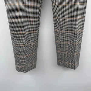H&M Dress Pants Women's Size 8 Houndstooth Plaid‎ Mid Rise Black Gray White Tan thumbnail 3