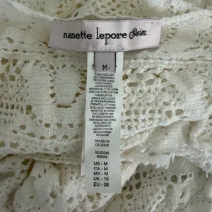 Ivory Crochet Lace Beach Cover Up Dress Cream Size Medium Summer‎ Boho thumbnail 6