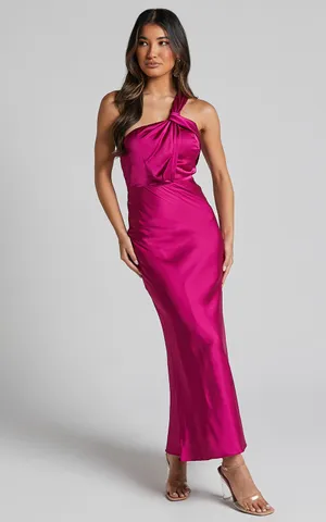 New Showpo Carmella Midi Dress One Shoulder Dress In Grape MSRP $119 thumbnail 4