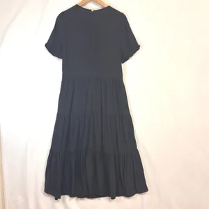 J.Crew‎ Re-Imagined Tiered Maxi Dress Womens S Black Puff Sleeve Pockets Cottage thumbnail 11